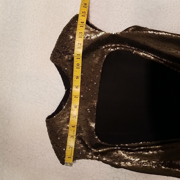 Ted Baker Gold-sequined Fitted Little Black Dress / Sz XS - Picture 13 of 17